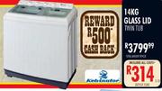 Kelvinator Glass Lid Twin Tub-14kg