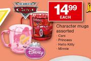 Character Mugs Cars, Princess, Hello Kitty Or Minnie-Each
