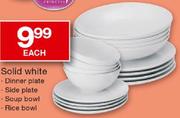 Solid White Dinner Plate, Side Plate, Soup Bowl Or Rice Bowl-Each