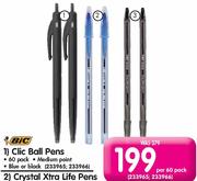 BIC Clic Ball Pens-60 Pack