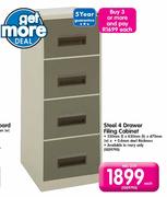 Steel 4 Drawer Filing Cabinet-Each