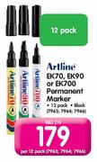 Artline EK70, EK90 Or EK700 Permanent Marker (Black)-12's Pack