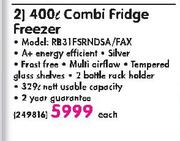 Samsung 400L Combi Fridge Freezer(RB31FSRNDSA/FAX)-Each
