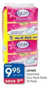 Lil-Lets Essentials Duo Pack Pads-16's Pads Per Pack