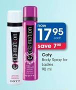 Coty Body Spray For Ladies-90ml Each