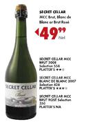 Secret Cellar MCC Brut, Blanc De Blanc Or Brut Rose-750ml