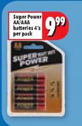 Super Power AA/AAA Batteries 4's-Per Pack
