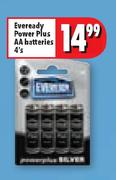 Eveready Power Plus AA Batteries 4's