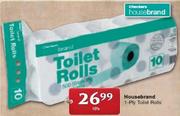 Housebrand 1 Ply Toilet Rolls-10's