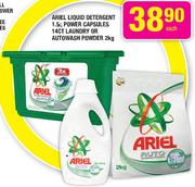 Ariel Liquid Detergent 1.5L, Powder Capsules 14CT Laundry Or Autowash Powder-2Kg Each