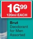 Brut Deodorant For Men Assorted-120ml Each
