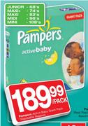 Pampers Active Baby Giant Pack Disposable Nappies-Per Pack