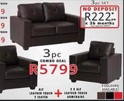 Alf Leather Touch 2 Seater + 2 x Alf Leather Armchairs