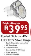 Ecoled Dichroic 4W LED 220V Silver Range-Each