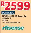Hisense 32"/81cm LED HD Ready Tv