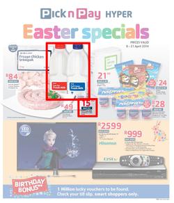 Pick N Pay Hyper EC : Easter Specials (8 Apr- 21 Apr 2014), page 1