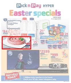 Pick N Pay Hyper EC : Easter Specials (8 Apr- 21 Apr 2014), page 1