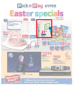 Pick N Pay Hyper EC : Easter Specials (8 Apr- 21 Apr 2014), page 1