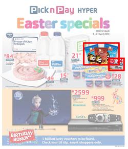 Pick N Pay Hyper EC : Easter Specials (8 Apr- 21 Apr 2014), page 1