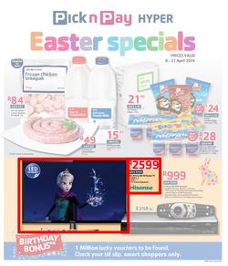 Pick N Pay Hyper EC : Easter Specials (8 Apr- 21 Apr 2014), page 1