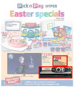 Pick N Pay Hyper Inland : Easter Specials (8 Apr - 21 Apr 2014), page 1