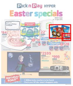 Pick N Pay Hyper Inland : Easter Specials (8 Apr - 21 Apr 2014), page 1