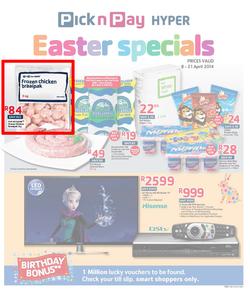 Pick N Pay Hyper Inland : Easter Specials (8 Apr - 21 Apr 2014), page 1