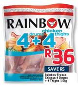 Rainbow Frozen Chicken 4 Drums + 4 Thighs-1.5kg