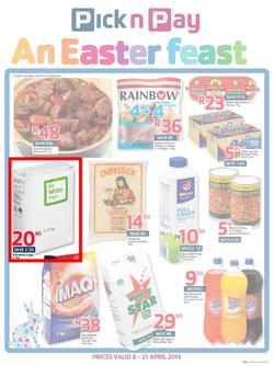 Pick N Pay WC : Easter Feast (8 Apr - 21 Apr 2014), page 1