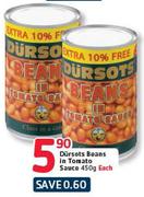 Dursots Beans In Tomato Sauce-450g Each