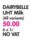 DairyBelle UHT Milk(All Variants)-6 x 1Ltr