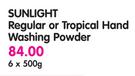 Sunlight Regular or Tropical Hand Washing Powder-6 x 500gm