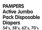 Pampers Active Jumbo Pack Disposable Diapers 54's,58's,62's,70's-Each
