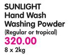 Sunlight Hand Wash Washing Powder (Regular or Tropical)-8 x 2kg