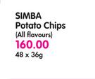 Simba Potato Chips(All Flavours)-48x36g