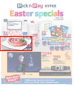 Pick N Pay Hyper WC : Easter Specials (8 Apr - 21 Apr 2014), page 1