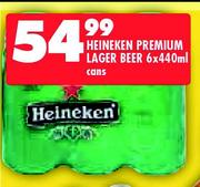 Heineken Premium Lager Beer Cans-6x440ml