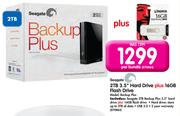 Seagate 2TB 3.5" Hard Drive+16GB Flash Drive Backup Plus-Per Bundle