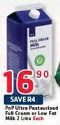 PnP Ultra Pasteurised Full Cream Or Low Fat Milk-2L Each