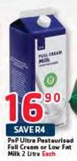PnP Ultra Pasteurised Full Cream Or Low Fat Milk- 2L