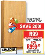 High Point Cindy 90cm 2 Door Robe