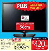 Tedelex 22" LED TV Plus Tedelex 8816 Wall Unit