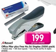 Rexel Office Plier Plus Free No.56 Staples(5000 Pack)-Per Pack