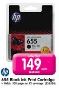 HP 655 Black Ink Print Cartridge-Each