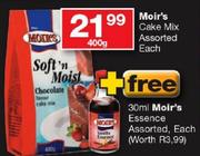 Moir's Cake Mix Assorted Each+Free 30ml Moir's Essence Assorted-400g Each