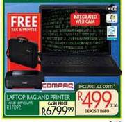 Compaq Laptop, Bag & Printer