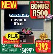 Tedelex 32" 81cm LED TV Plus Bradley Wall Unit 