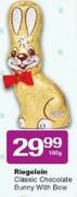 Riegelein Classic Chocolate Bunny With Bow-160g