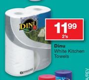 Dinu White Kitchen Towels-2's