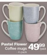 Pastel Flower 4 Pack Coffee Mugs-Per Pack